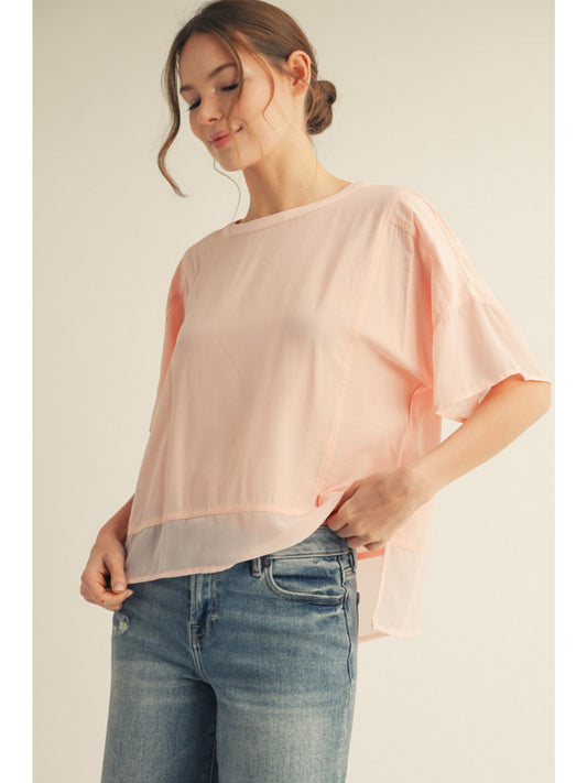 Solid Top w/ chiffon Hemline G14058