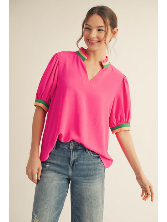 Top with Color Block Stripe Accent G14526