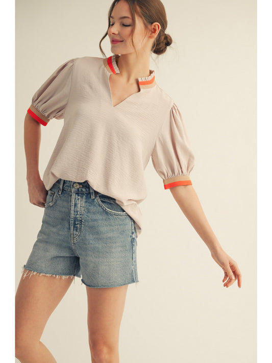 Top with Color Block Stripe Accent G14526