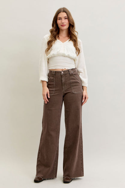 High Waist Front Patch Pocket Jean 881008
