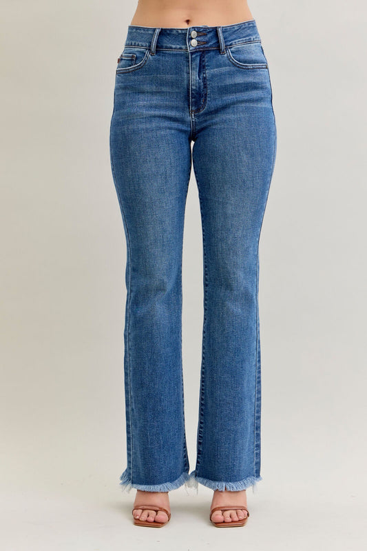 High Waist Bootcut with Fray Hem 82686