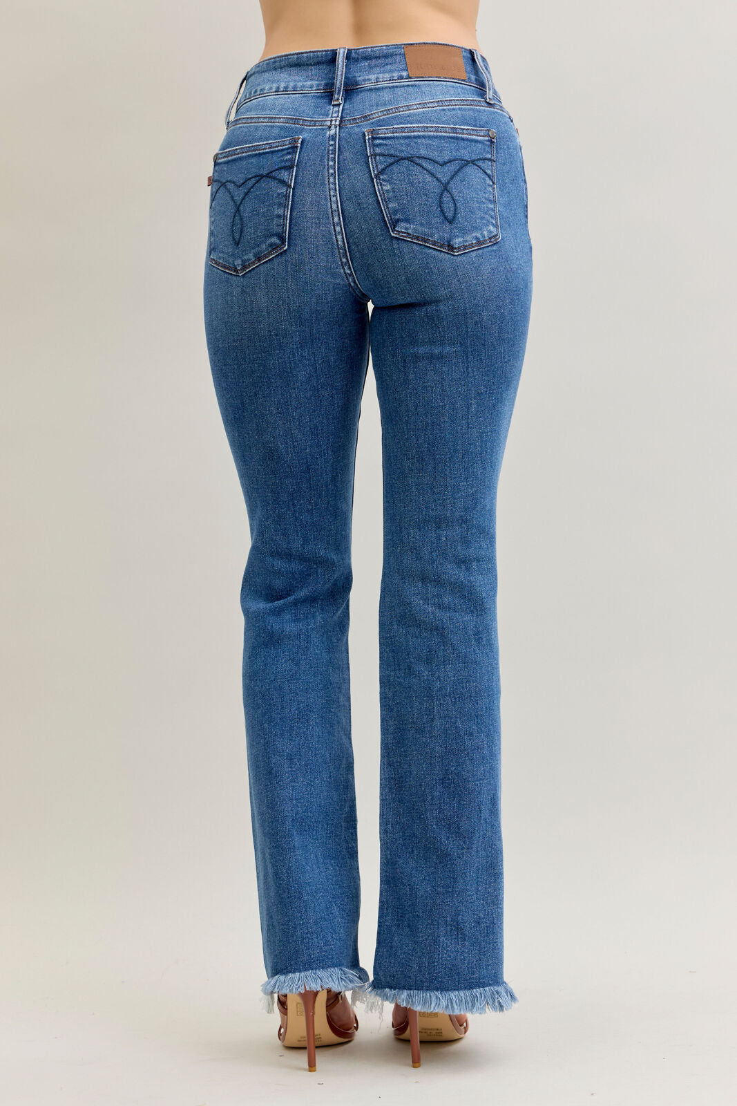 High Waist Bootcut with Fray Hem 82686