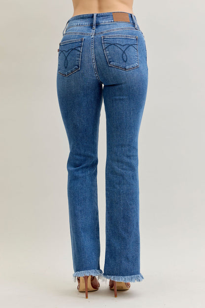 High Waist Bootcut with Fray Hem 82686