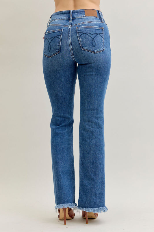 High Waist Bootcut with Fray Hem 82686