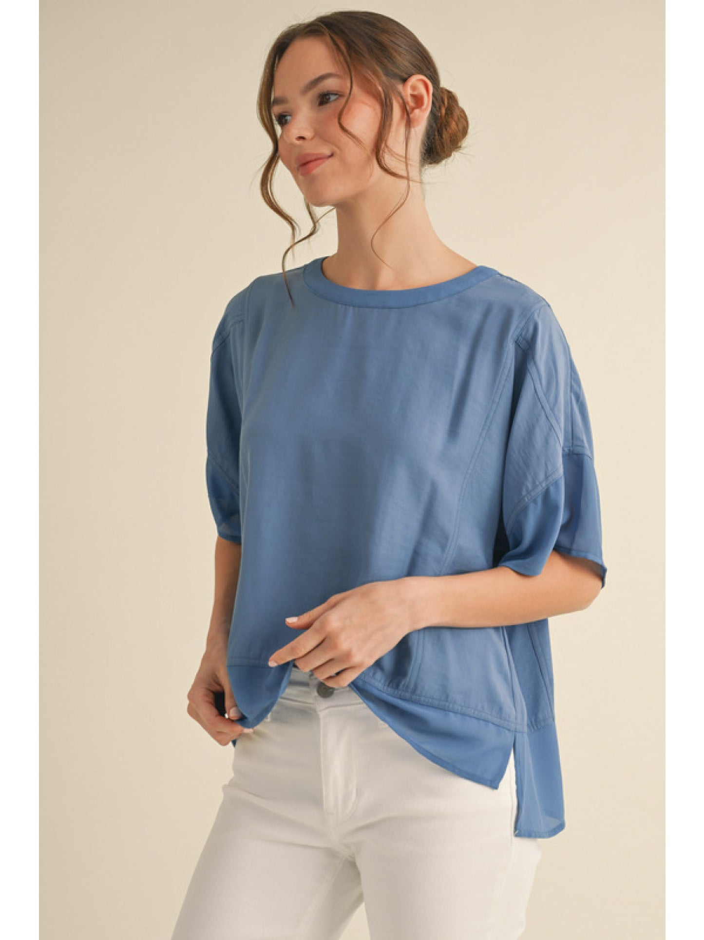 Solid Top w/ chiffon Hemline G14058