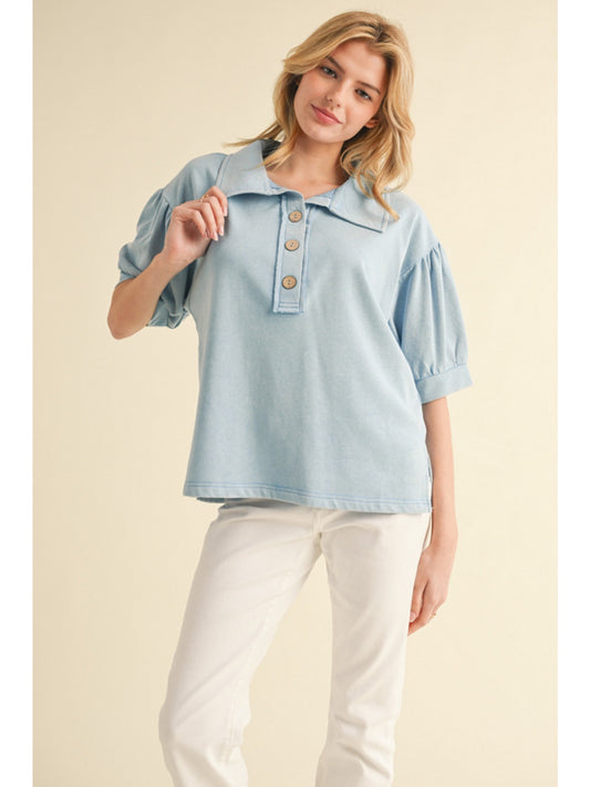 Henley Collared Top B41609
