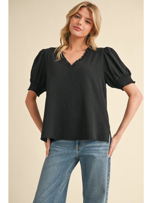 Frilled V Neck Top G13130