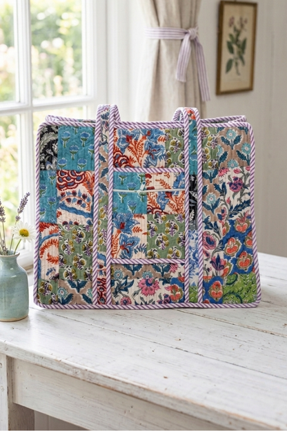 SC - ETA 7/20 - Sadie Floral Patchwork Print Tote Bag