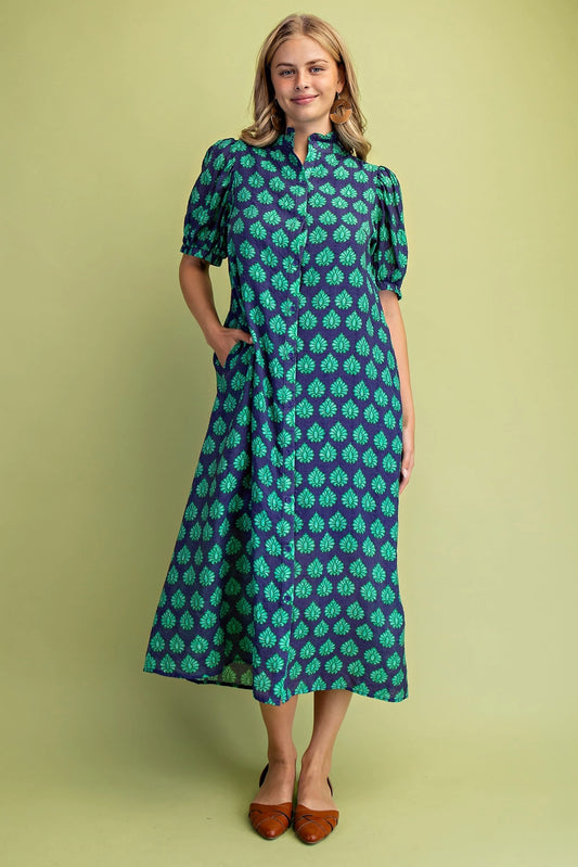 Printed Midi with Ruffled Collar TE1601