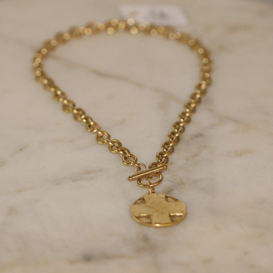 The Lord's Prayer Cross Medallion/ Stainless Steel