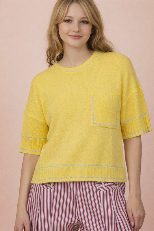 Stitch Detail Knit Summer Sweater Top