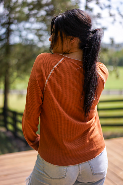 Cataleya Textured Round Neck Long Sleeve Top