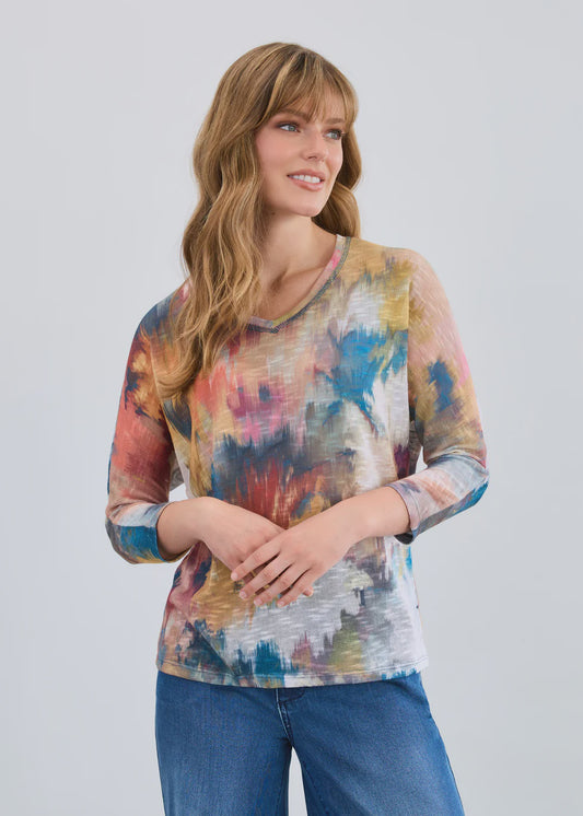 Dolman V Neck 3/4 Sleeve Top