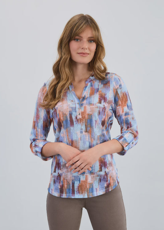 3/4 Sleeve Henley Top