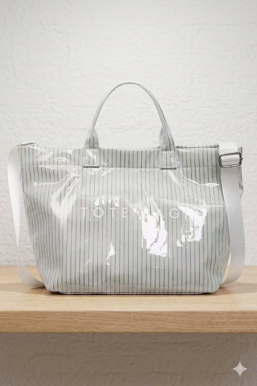 SC - Green Pinstripe TOTE BAG with Strap