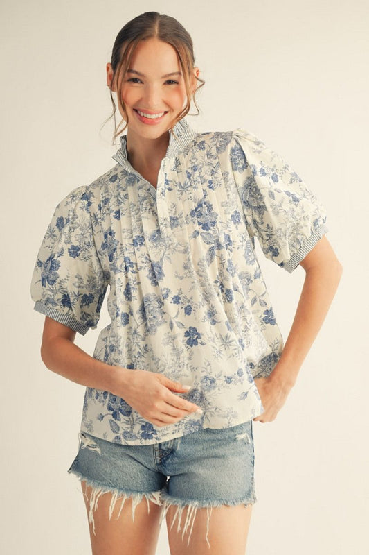 Puff Sleeve Floral Top M50399