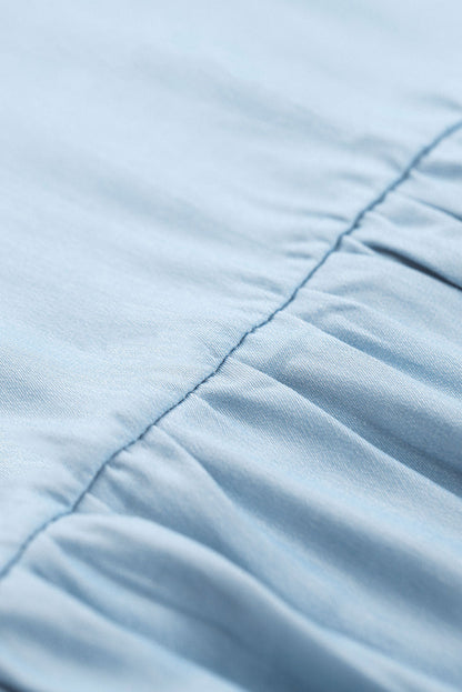 Ellis Flutter Sleeve Ruched Denim Casual Dress