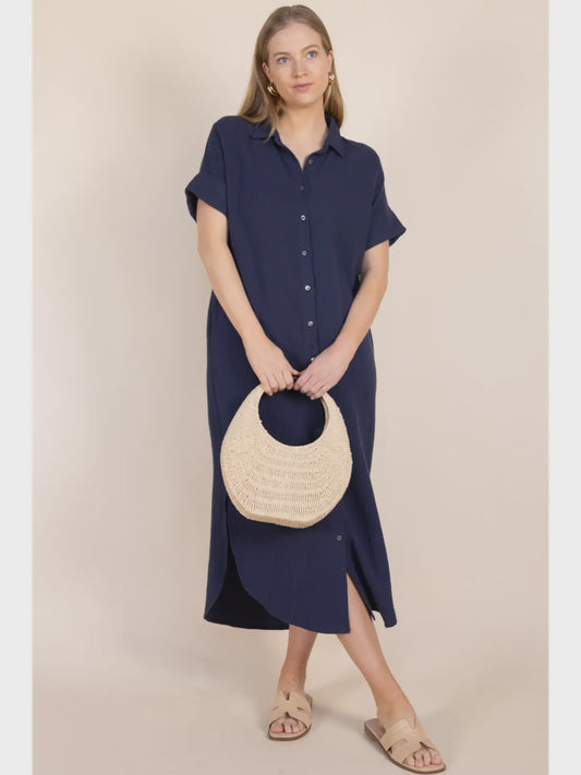 Gauze Button Up Shirt Dress