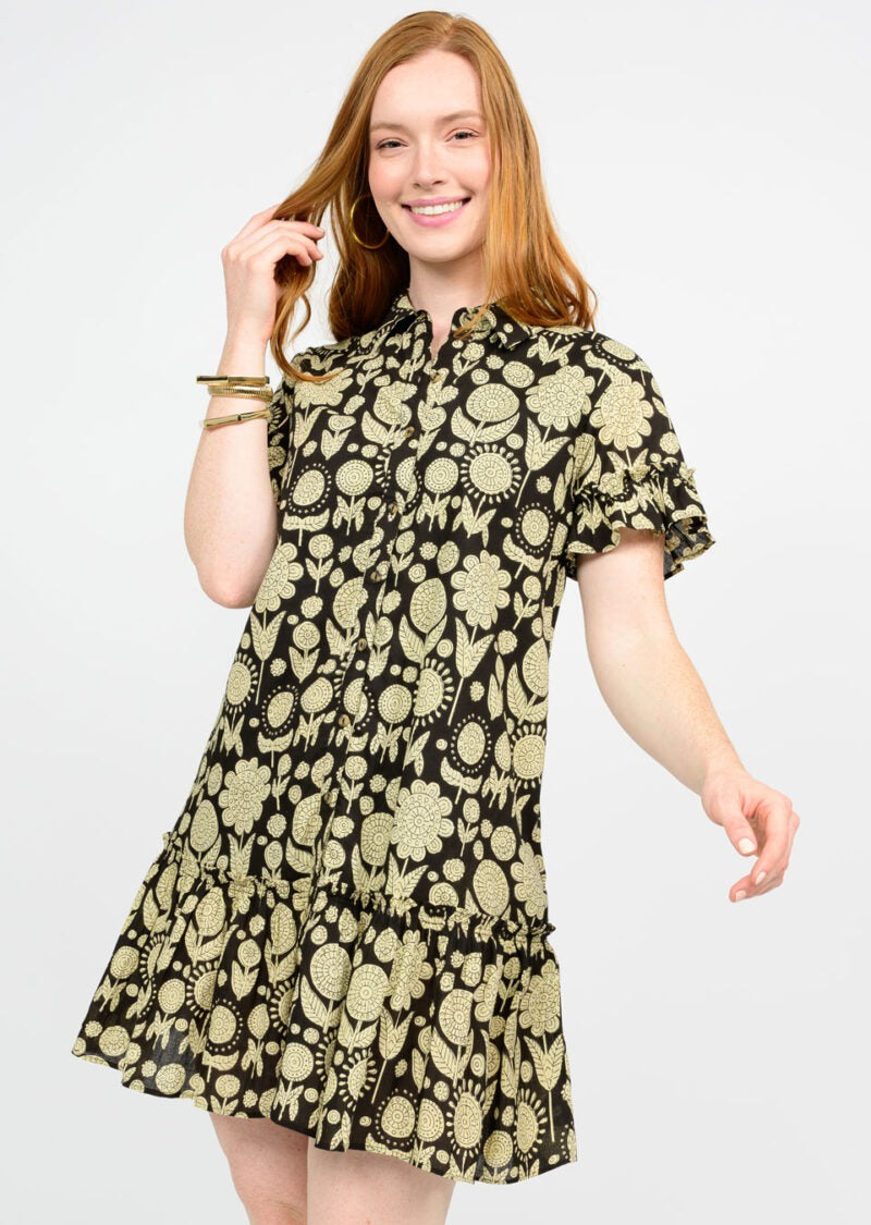 Ruffled Shirt Dress