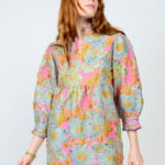 Brocade Ruffled Trim Dress 73681