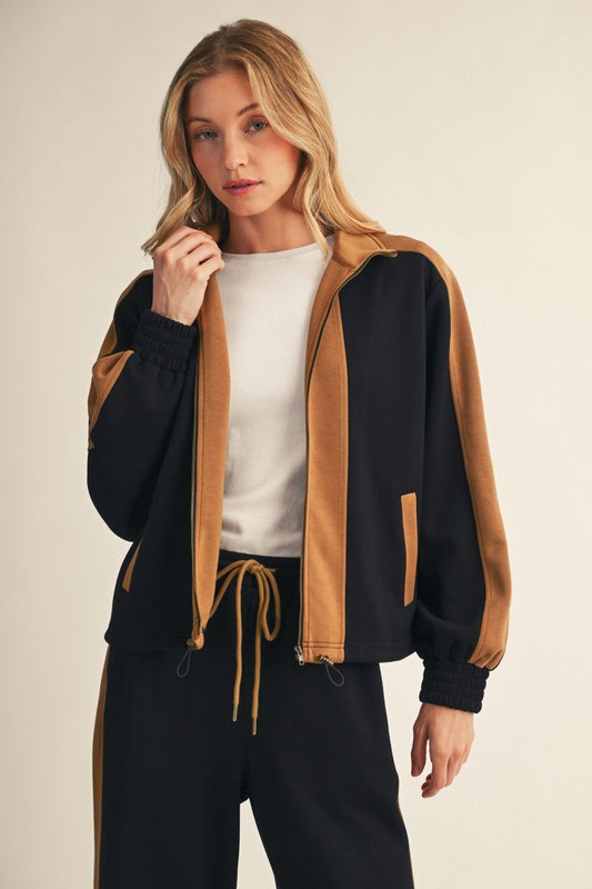 Color Block Zip-Up Jacket