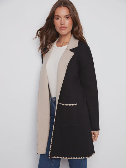 Solid Cardigan with Blanket Stitch C2844