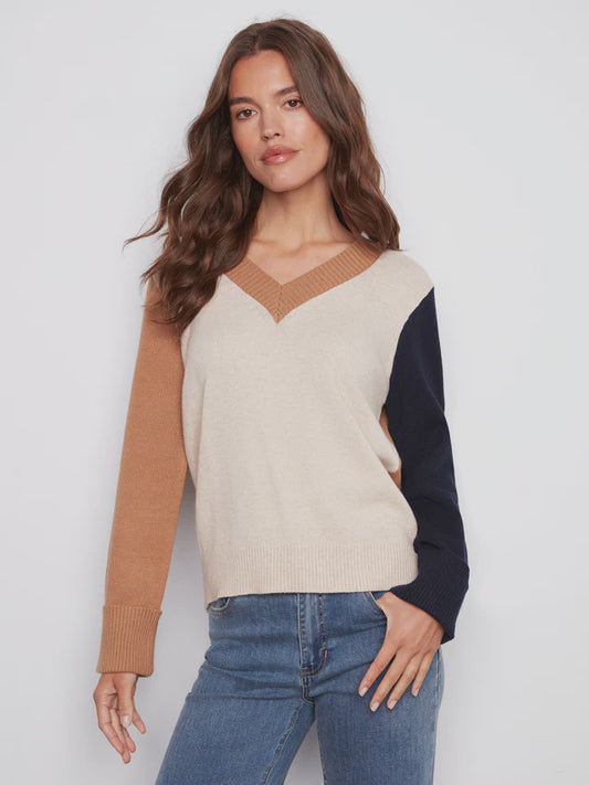 Colorblock V Neck Sweater C2853