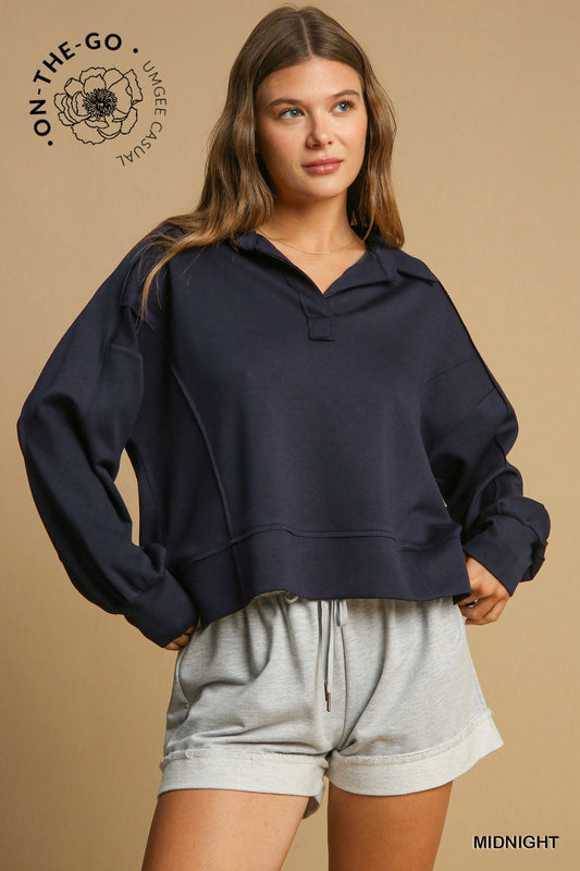 Loose Fit Polo Sweatshirt C4075
