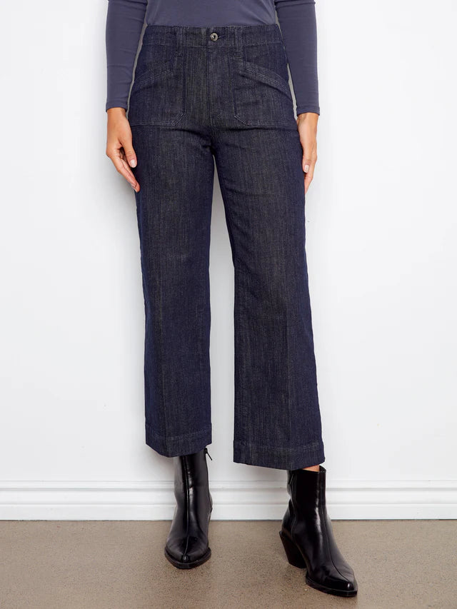 Cropped Wide Leg Twill Pant C5660