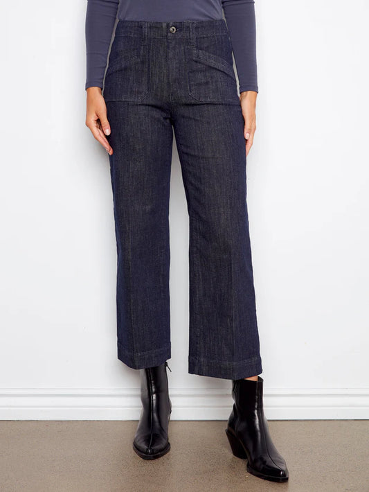 Cropped Wide Leg Twill Pant C5660