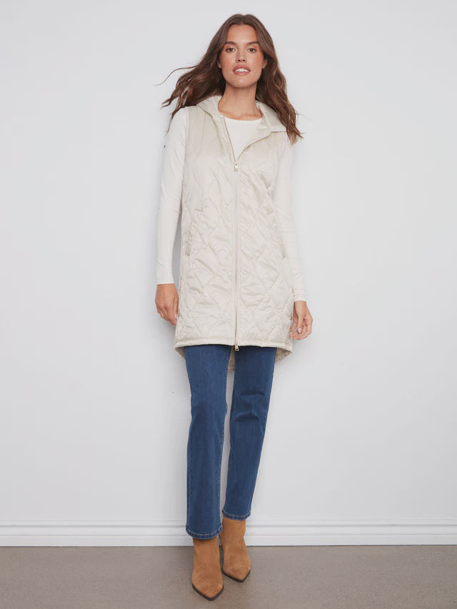 Pearlized Puffer Long Vest C6365