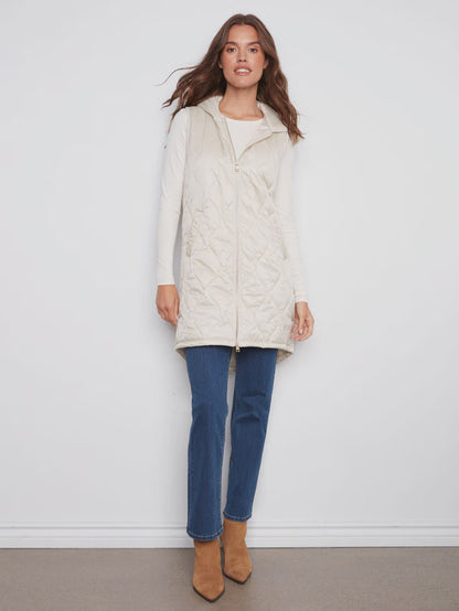 Pearlized Puffer Long Vest C6365