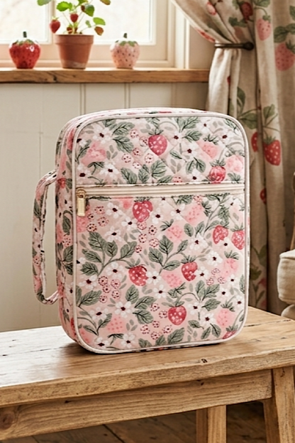 SC - ETA 7/22 - Eden Strawberry Print Zipper Bible Cover