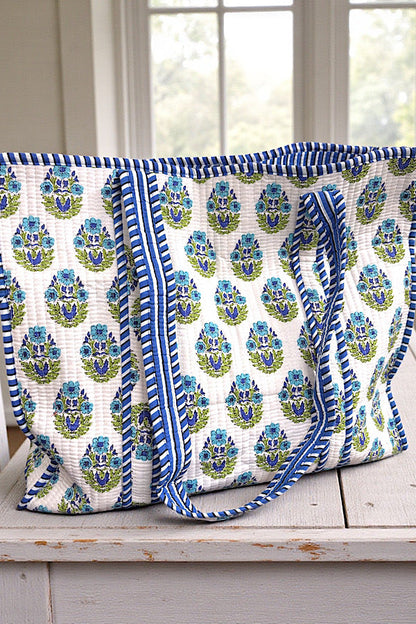 SC - Emma Blue and White Floral Tote Bag