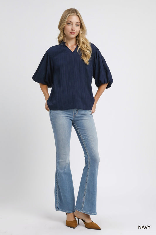 Textured Puff Sleeve Blouse