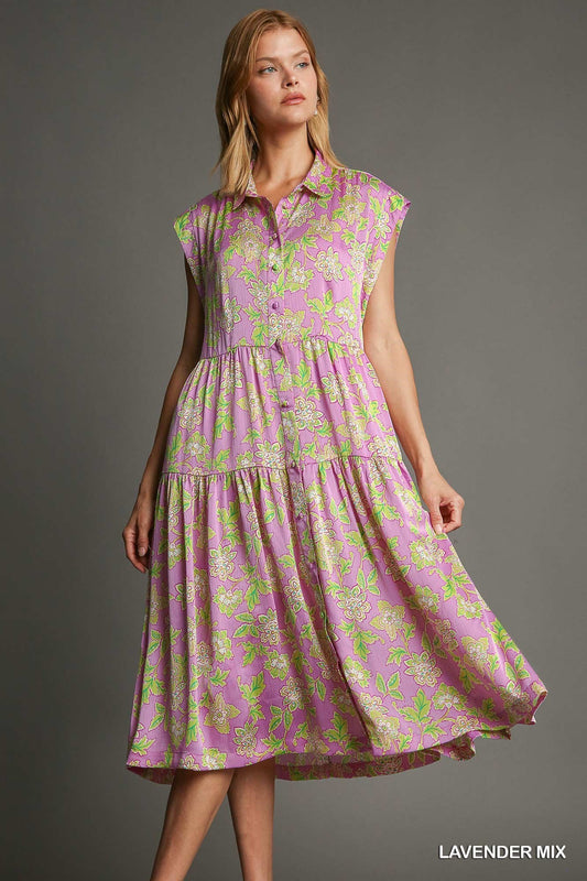 Floral Collared Maxi K8879