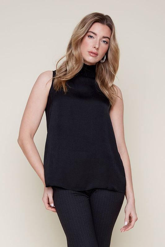 Mock Neck Sleeveless Top R5118