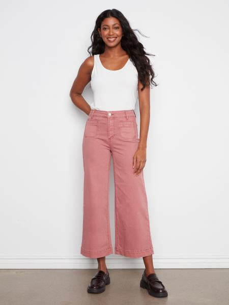 Cropped Wide Leg Colored Twill C5538