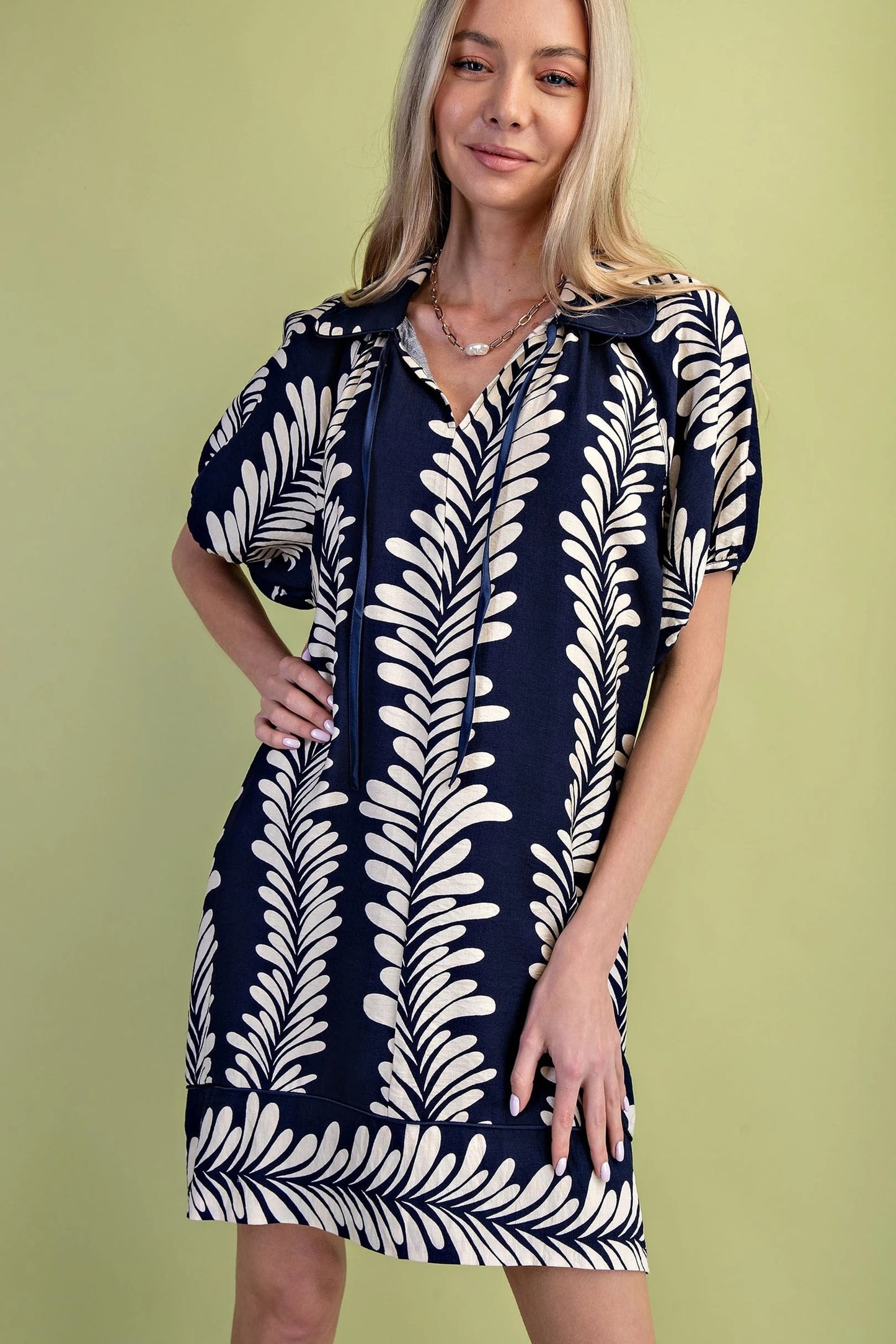 Printed Balloon Sleeve Dress TE1141