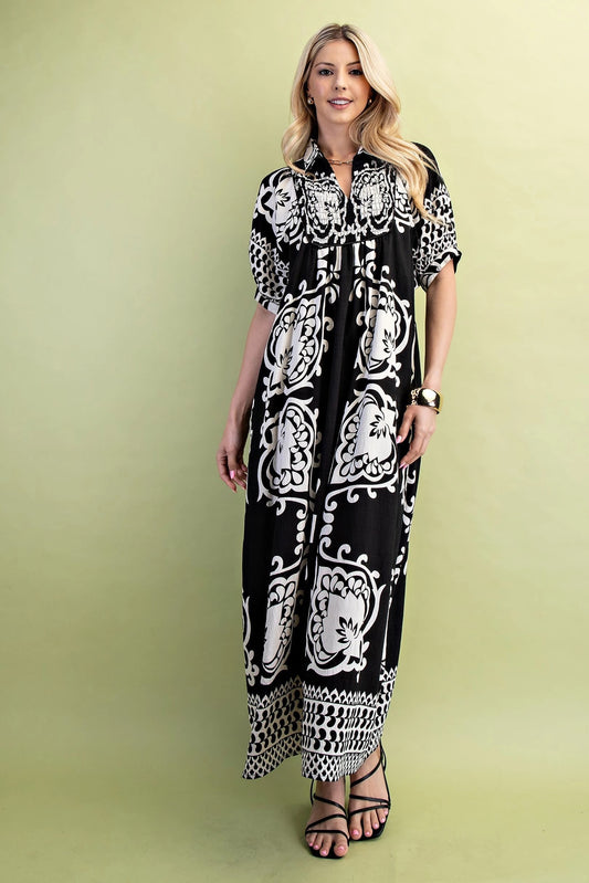 Yoke Front Smocked Midi Dress 1159