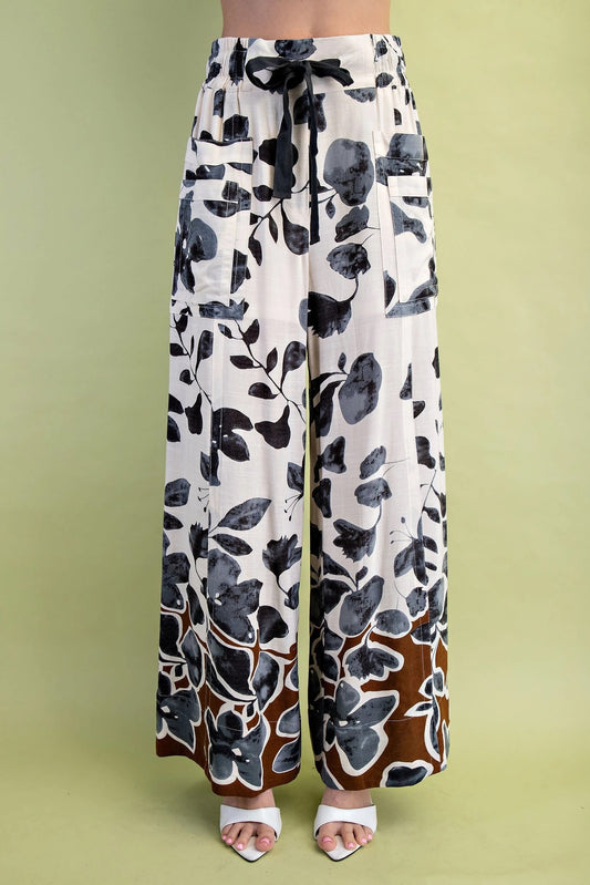 Leaf Print Wide Leg Pant 1311