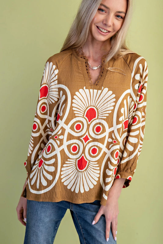 Printed Notch neck Top 1431
