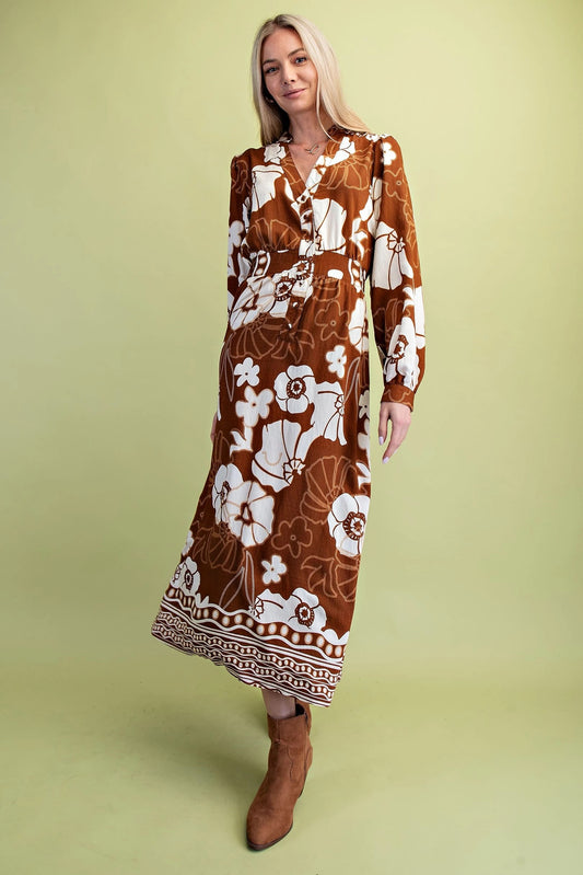 Floral Print button Down Midi TE1441