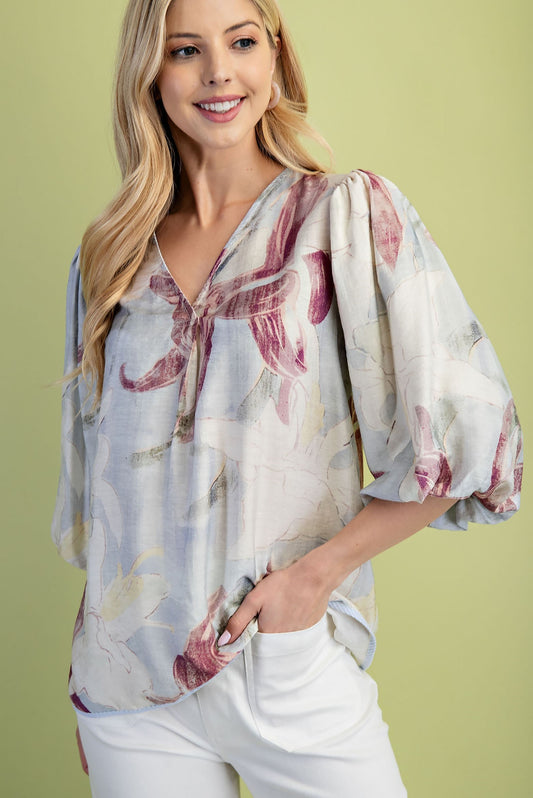 Floral Printed V Neck Top