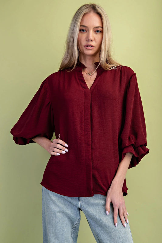 Gathered Balloon Sleeve Top TG2142