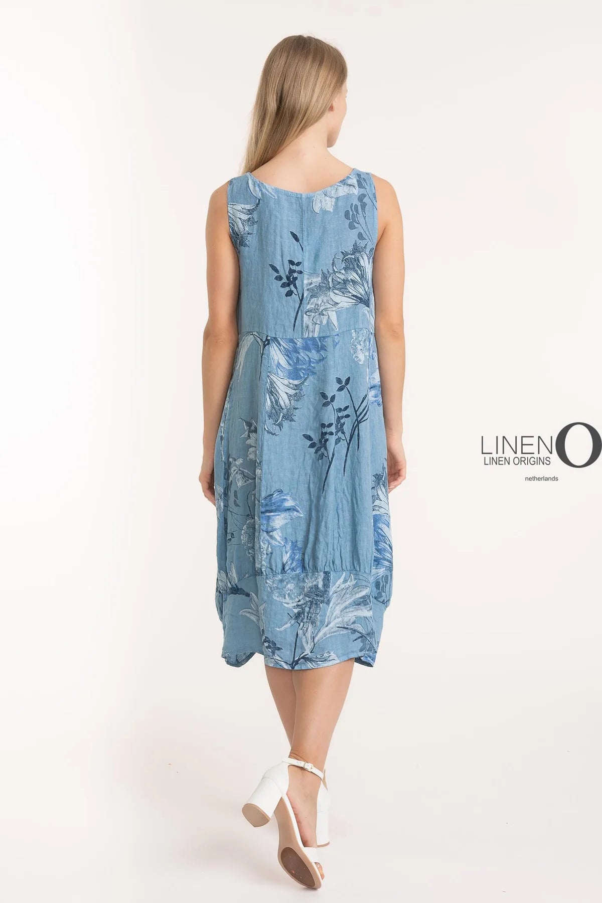 French Linen Floral Dress