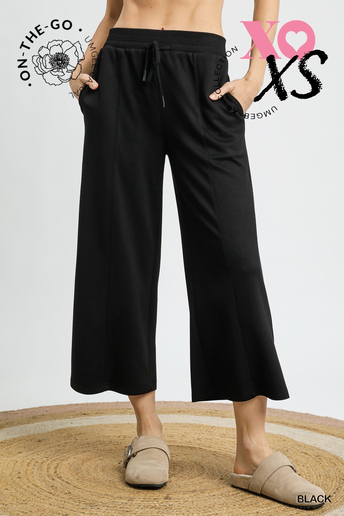 Luxe Wide Leg Cropped Drawstring Pant