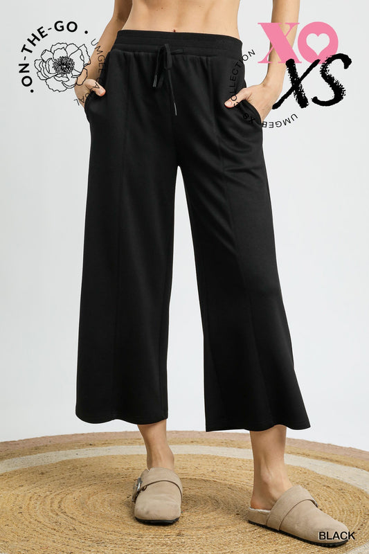 Luxe Wide Leg Cropped Drawstring Pant