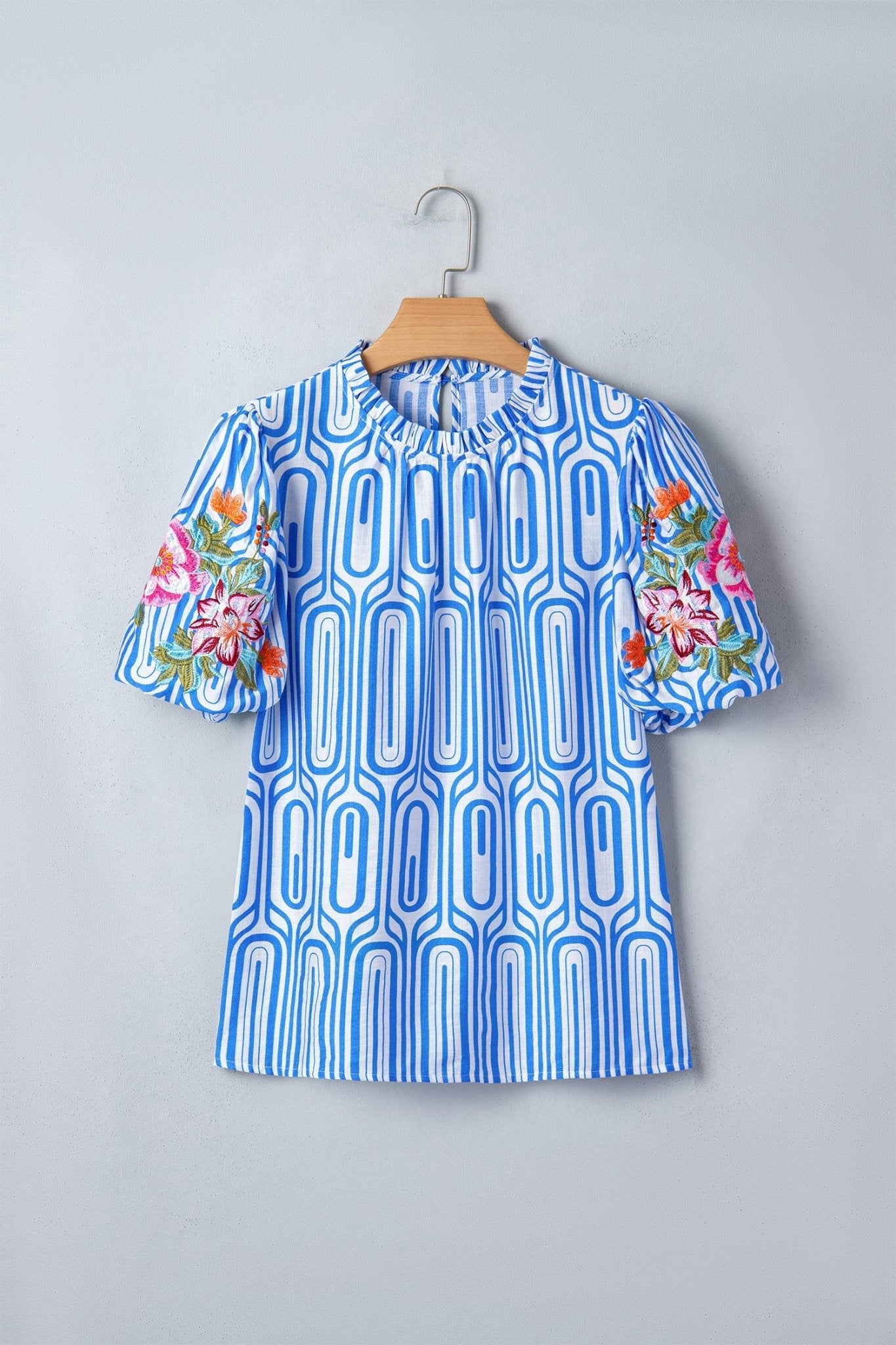 Aadhya Embroidered Puff Sleeve Blouse - Hello Beautiful BoutiqueBlouses & ShirtsThreaded Pear