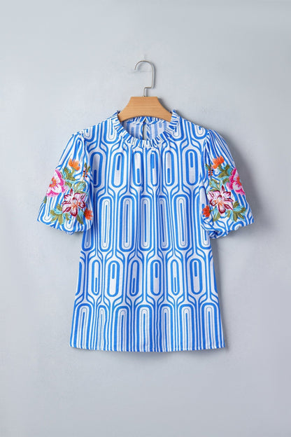 Aadhya Embroidered Puff Sleeve Blouse - Hello Beautiful BoutiqueBlouses & ShirtsThreaded Pear